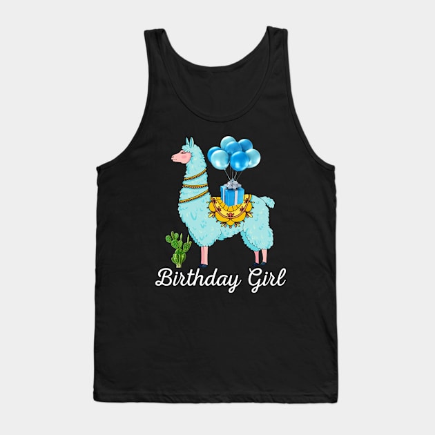 Cool Cute Alpaca Llama Cactus Girls Birthday Party Animal Tank Top by reginaturner